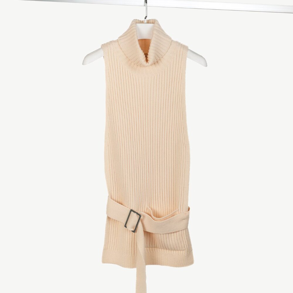 Tibi AW/19 Off-White Merino Rib Apron Turtleneck Dicky